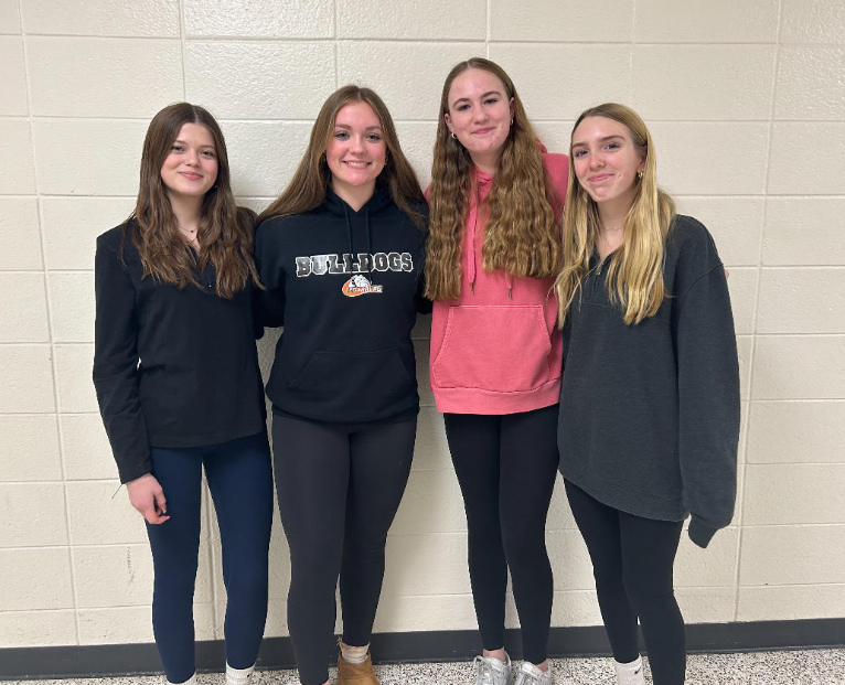 Freshmen Julianna Harris, Elizabeth Bowers, Aubrey Verdegan and Isabella Crowley are among the students who have adjusted to being in high school.